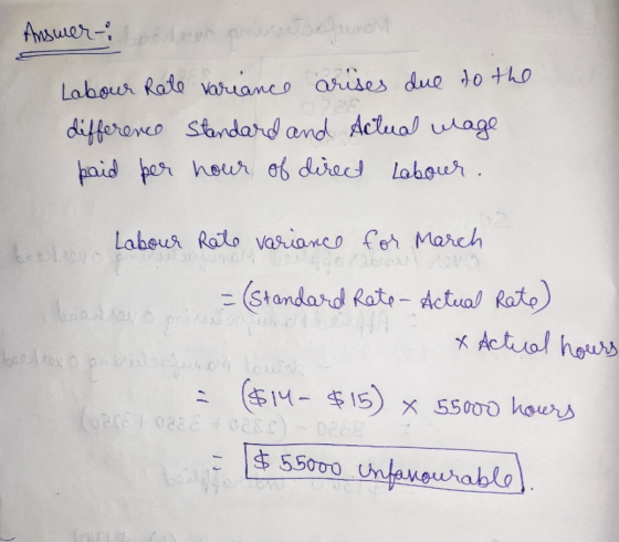 Answer: refunon Labour Rate variance arises due to the difference Standard and Actual wage paid per hour of direct Labour. bo
