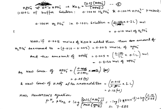 [H+SCHPOV) -- Hipon Hpon Kara THPOGI 0.100L of buffer solution : 0.100M H₂ Pou & 0.100 M Hpor present- 0.100M H PO in 0.100L