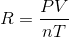 R= PV nT