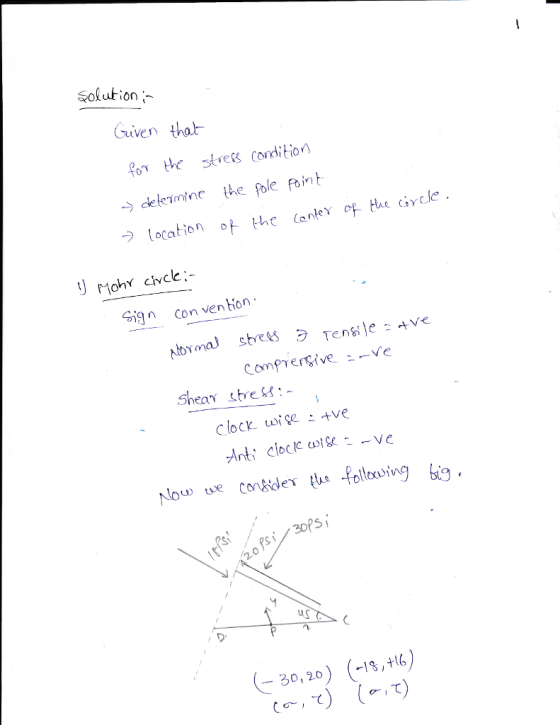 Solution Given thab for the stves covdition - deleininethe fole faint Sign con ven tion Shear stre Clock wige +ve 120 30,20)