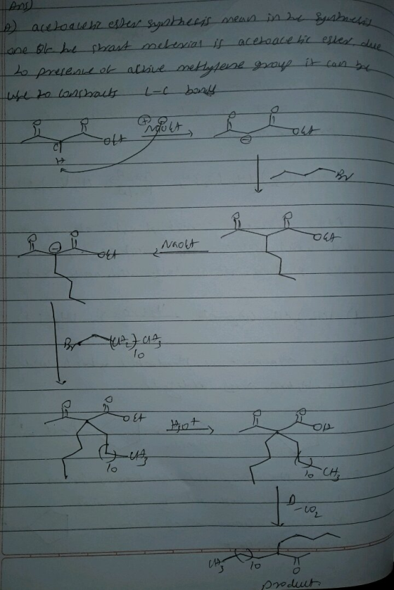 e acesoavenz esser synthesis means in he synhness fone ol he start metexial is acetoacetic estes de to presence of alsive met