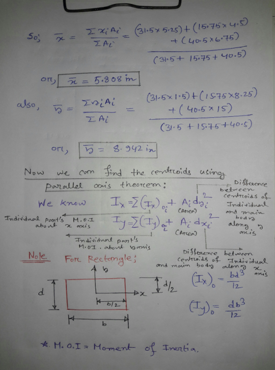 so = I xi (31.5x5-25)+(1575*4.5) ZAD + (40.5x6.75) (31-5+ 15.75 + 40.5) on n = 5.808 in also, - IDEAL (31-5*1-5)+(1575*8.25)