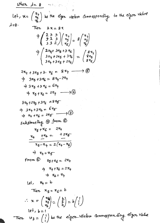 when das Ly Let, x= ( value 6 be the eigen vector Cornesponding to the eigen dag. Then Axe 82 у 2 2 2 32 3 332 15 8. 16 Хg 8