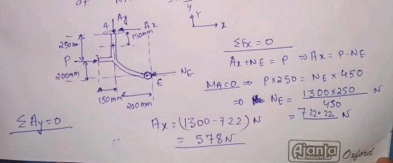 9 Az isomm 250 ma P doomm E 150 mit Efx=0 AxTNE = P = A x=P-NE NE MACO P x2 50 = NEX 450 200 mm o Boho NE = 1300x250 450 Ax=(
