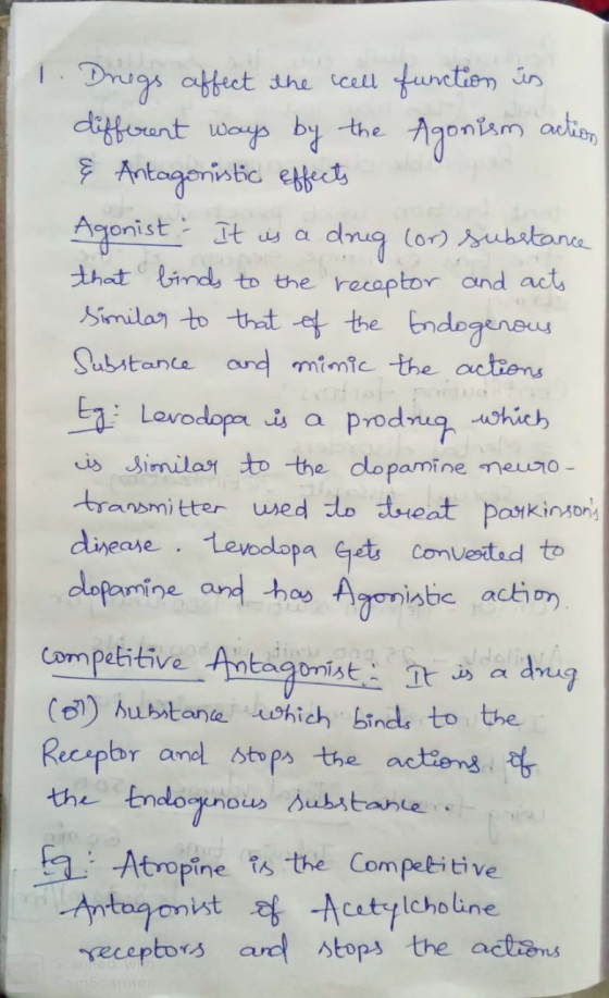 1. Drugs affect the cell function in different ways by the Agonism action & Antagonistic effects Agonist: It is a drug (or) s