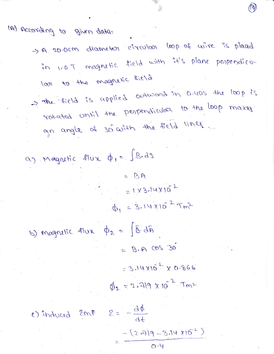 ta) Accong to iuen data diameton efrculon op ot «oive splaad : ield with ts plane peopend.co- ao o Hhe agnu ea s applied uu