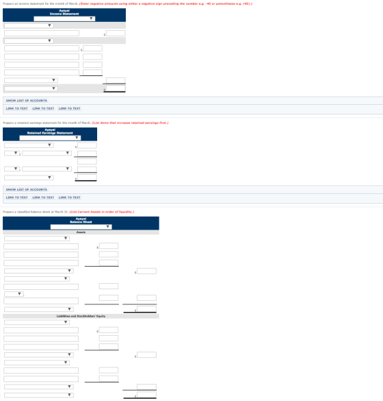 D an ingame mother Marah. Emergatours using there siguring the number 45 grube Income Statement SHOW LIST OF ACCOUNTS LINK TO