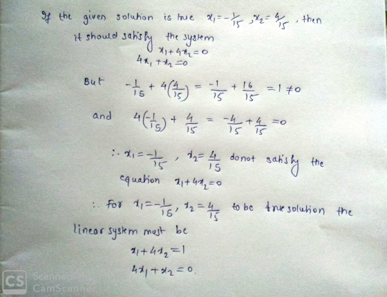 then 2 of the given solution is true a = -1/3 3/2 = 4/5 satisfy the system it should x1 +420 40, +22=0 But - 1 + =170 +6+4(st