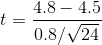 t=\frac{4.8-4.5}{0.8/\sqrt{24}}