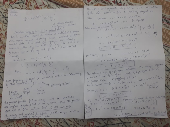 SEBB The infinity level represents the point at which ionization of the elem occurs to form a positively charged to This, con