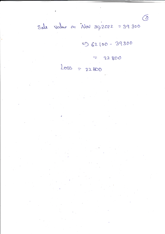 sale valus on Nov 30,2022 2.39 300 35) 62100 - 39300 = 22800 2055 = 22800