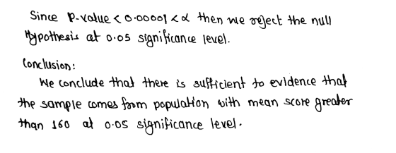 Since p-value < 0.00001 << then nie reject the nuli Hypothesis at 0.05 significance level. Conclusion: We conclude that there