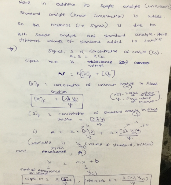 Here in addition to sample analyle Cunknown Standard analyre (known concentration) is added. So the response Cre signal) is d