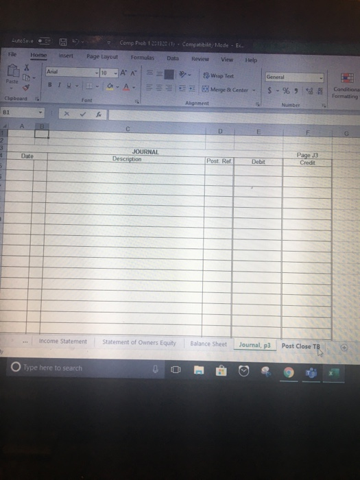 Automes ) Comp Prob 1201833 (I Compatibility Mode - Ex Re Home insert Aria BLU Page Layout Formulas Data 10 A A = = -O-A- ESS