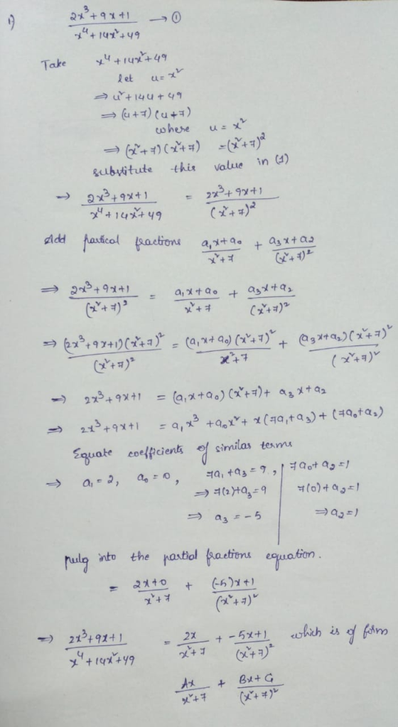 Take u= x² 2* +94 +1 - 0 x+14x²+49 x4+148+49 let u + 144 +49 (u++)(4+5) where = (2+ +) (x++) -(x+7) substitute this 2x3+9X+1