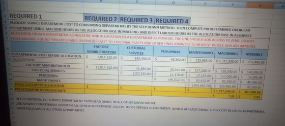 D F G H 3 REQUIRED 1 REQUIRED 2 REQUIRED 3 REQUIRED 4 ALLOCATE SERVICE DEPARTMENT COST TO CONSUMING DEPARTMENTS BY THE STEP D