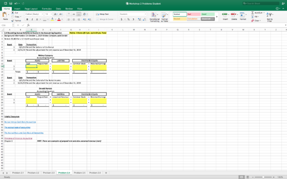 Workshop 2 Problems Student Q Search Shoot + View Doo Home Insert Page Layout Formulas X Cut Calitri (ody) 12 . Paste Format