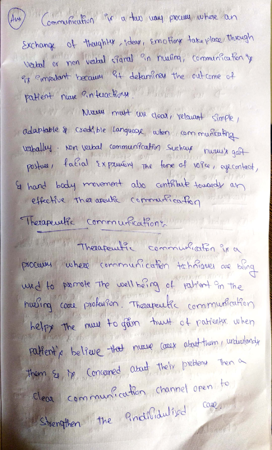 ommunication in a two way proceus, where an Exchange of thoughtex idear, Emo Fiory take place through verbal or non verbul si