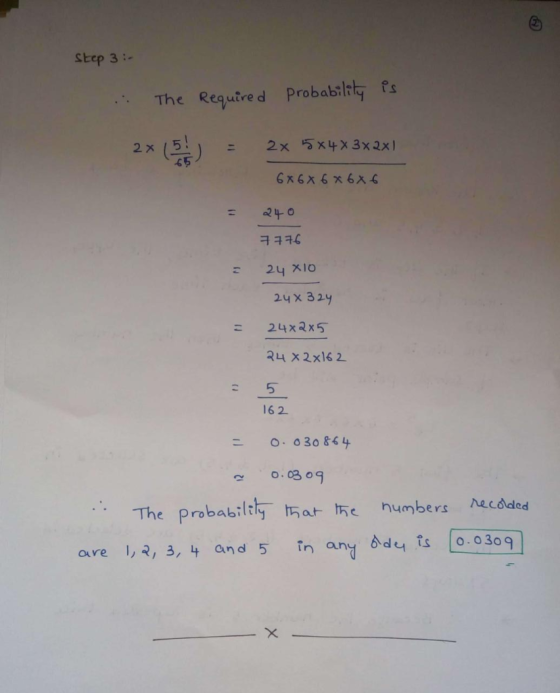 tep 3: The Require d Probabiliy Ps 5X4x 3x 2x 2x 2 X 11 65 6x6X6x6x 240 ㅋㅋㅋ6 24 X10 24x 324 24x2x5 24 X2x16 2 162 O.030&64 O.