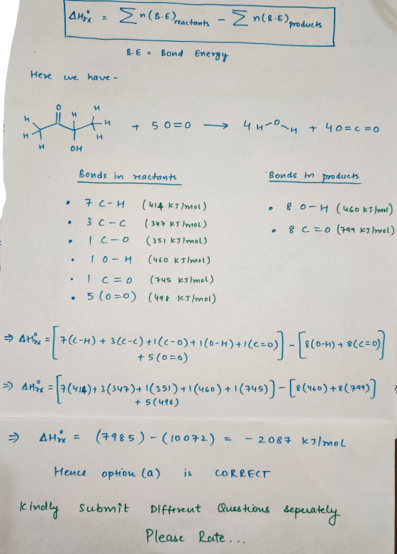 ahia Ence. Practants - E nie-t products B.E = Bond Energy Here we have- + 50=0 4H-OH + 40=c=0 H Y Y LH in ОН Bonds in product