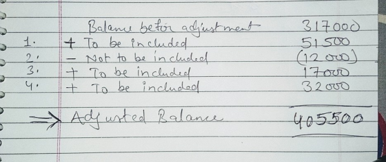 1. 24 3 4. Balance befor adjustment 4 To be included Not to be included + To be included + To be included Adjusted Balance 31