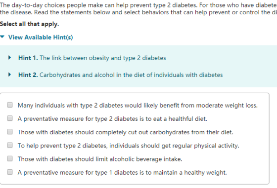 The day-to-day choices people make can help prevent type 2 diabetes. For those who have diabete the disease. Read the stateme