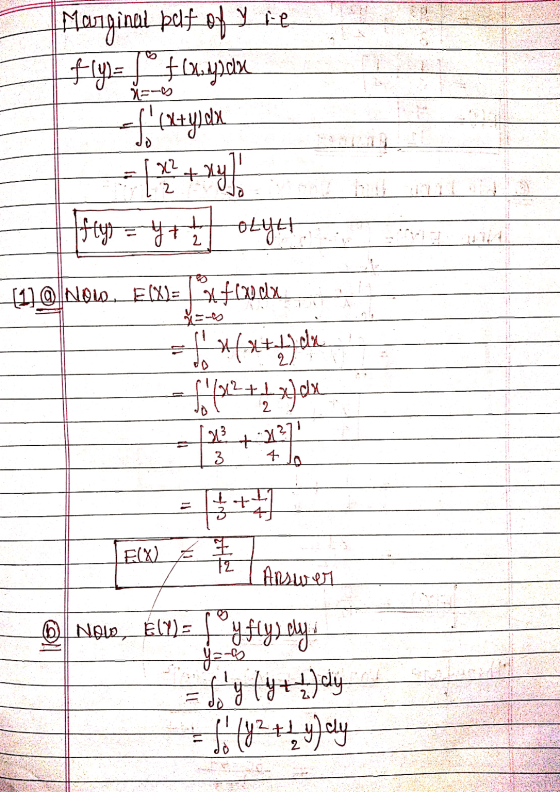 Marginal belf of Yle fly= 1° f (x.gadze Let(x+y) dx_ Iftyt = 4+2 obytt, (110 NOLA E(X)= 5 x + (x olx - 5043244 - ***** = + A