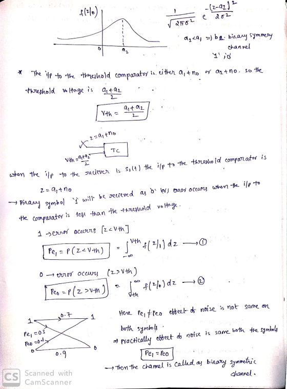 -(2-2, 12 e 282 502 daca =) be binary symmery ag channel Ilio the ilp to the threshold comparater is either a, t no or azt no