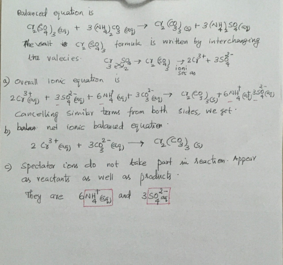 Balanced equation is 01-69), as, + 304), 9 lag → Coco +36w#2596am the salt is cro) formula is written by interchanging the va