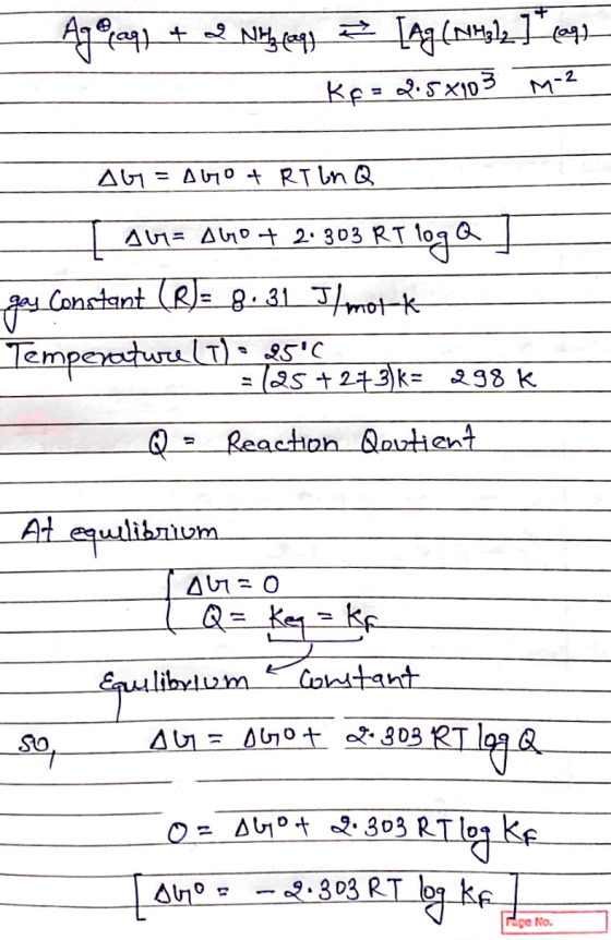 A(Nle (tদান Kp- .5X103M-2 = A T tRT Ln Q AGT AUT Anot 2.303 RT 1og COnstant (R= 8.31 T/mot-k TempeaturT5 2523k= 38 k Reaction