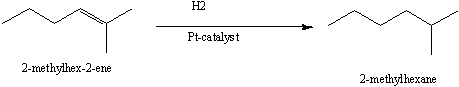 H2 Pt-catalyst 2-methylhex-2-ene 2-methylhexane