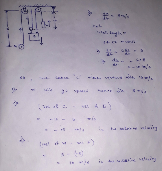 but drs cmoves upwand voith 10 m/ s 0 ←15 dl Mel ve E o m/s is tue ulahve velocity