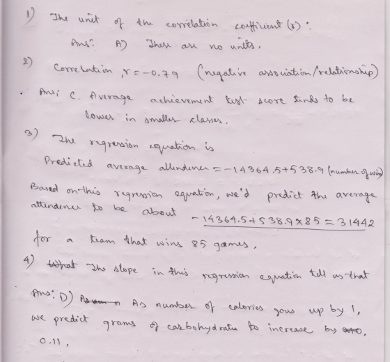 0 The unit of the correlation coefficient (6) Ans? AD These are no units, 2) Correlation r=-0.79 (negative association relati