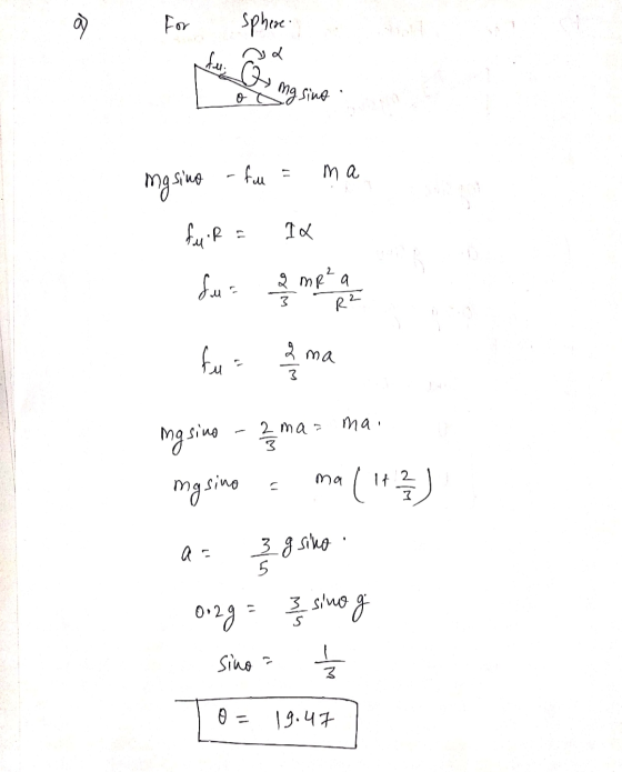 B sphere ya fe: Q ng sino - fell ma mgsino fu 2 mR²a 3 R? fua 2 ma mai 2 mar 2 ma ng sino masino ma (+3) a = 3 g sino 0:29 &
