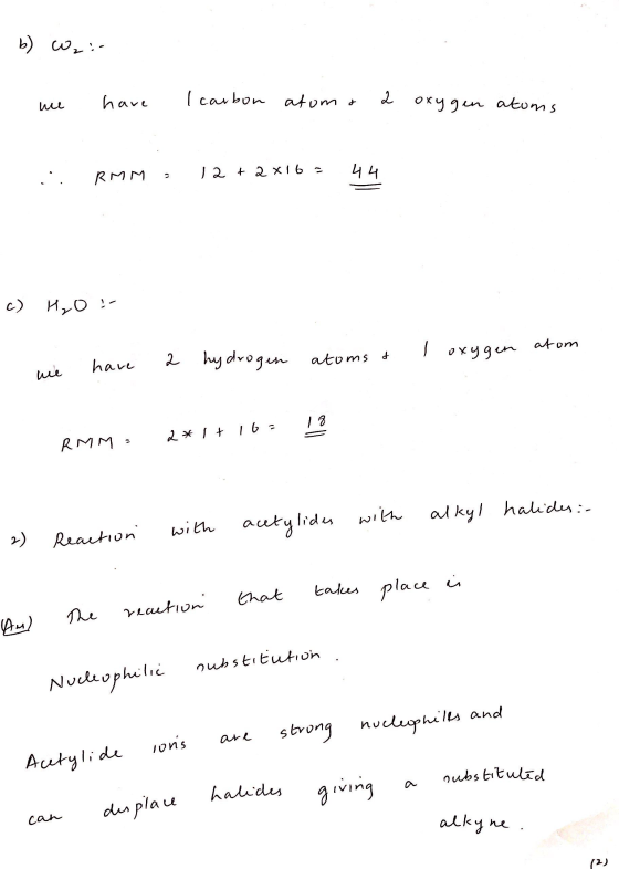 b) Wy!- have I carbon atom a 2 mu oxygen atoms 12 + 2x16 - 4 4 RMM AN c) H₂O - atom I oxygen have 2 hydrogen atoms & we 19 2*