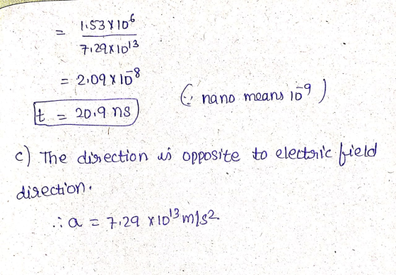 S3Y10 7129x103 -2.09 Y lD nano moans 1o |t 2D 9 ns c) The diection wi opposite to electsic ield disecton 12 a 729 Y ID mis2