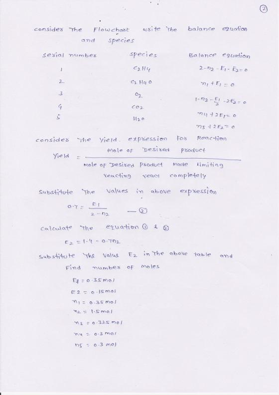2 consides.The Floωchaat assi tethe balance e2 uation and species species Ealance equatio 2 3 С 2- 2. Yie ld veacting Yea어 c
