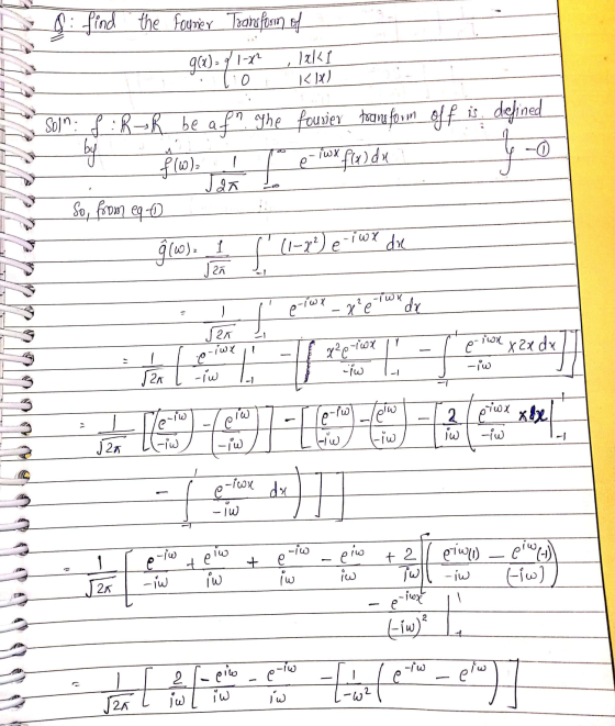 Lo KIX) Di find the Fourier Transform of - 96)= 71-74 , lzké Solm: f : R R be af The founier transform off is defined f(w).
