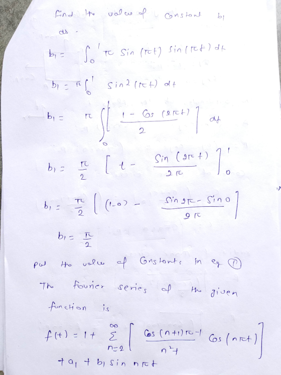 find The value of a constant bi bia So to To Sin (Tt) sin(red) dt bi a al sin2 let) alt b = n Gs Cent) 2 Sin (art) 1 . bis TO