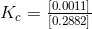 Kc = 0.0011 (0.2882