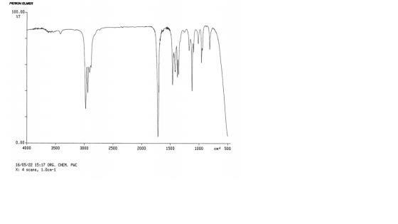 PERKIN ELMER 100.00 AT %T 0.00 4000 3500 3000 2500 2000 1500 1000 cm 500 16/05/22 15:17 ORG. CHEM. PHC X: 4 scans, 1.0cm-1