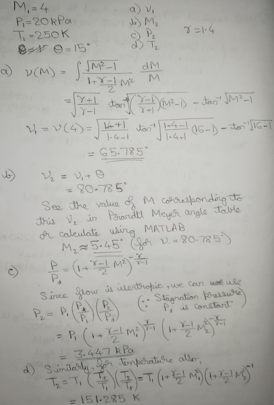 8=1-4 -4-1 Jl.4+ M = 4 e P,=20kPa b) M₂ Ti=250K | O=15. 37 a) v(M) = (JM²1 dM d.+-1m2 M =Y+ton = 1)012-) - tas M2_1 = V(4) =