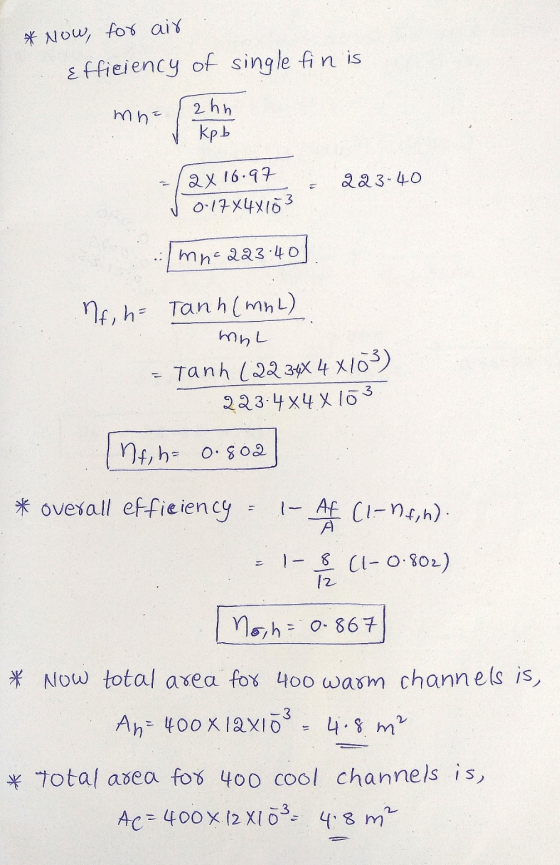 * Now, for air Efficiency of single fion is mna ahn kpb 2x 16.97 223.40 0-17X4X103 mn=223.40 Of, ha Tanh (MnL) MIL Ta nh (22
