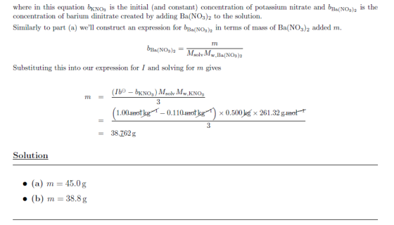 where in this equation bKNO, is the initial and constant) concentration of potassium nitrate and bBa(NO3), is the concentrati