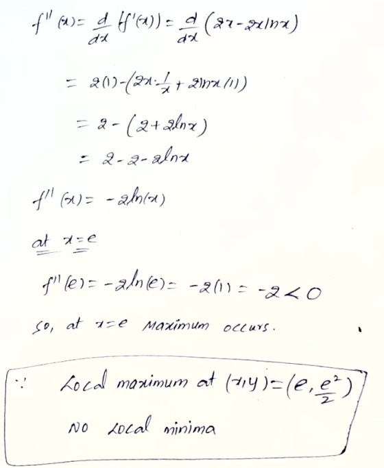 f (a)= d 4(a) = (22-24me) = 20)-(21 Ina (11) - 3 -(2+ 2nz ) = 2-2-alna f(1) = - aln(a) filles - aln(e)s -21112-230 So, at 1