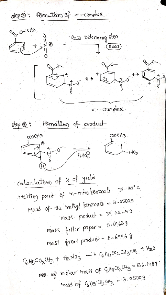 step o formation of s-complexe QLO-CH3 Rate Determing step 7 (slow) + NO =2=0 O 2- O o=2+ 6- complexe. step @ Falmation of pr