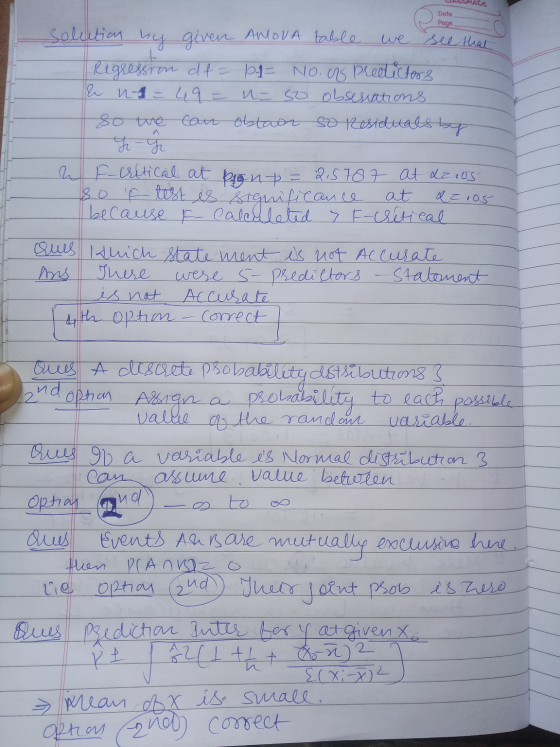 TE Date Page we see that solution by given ANOVA table Regression dt = pa= No. o predictors & n1 = 49 = n- so observations so