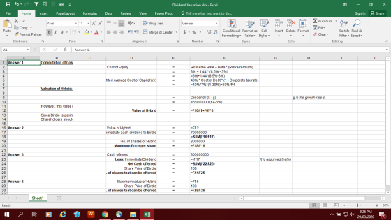 Dividend Valuation.xlsx - Excel 0 X & Share Data Review View Power Pivot - Sign in Ay O Tell me what you want to do... === EW