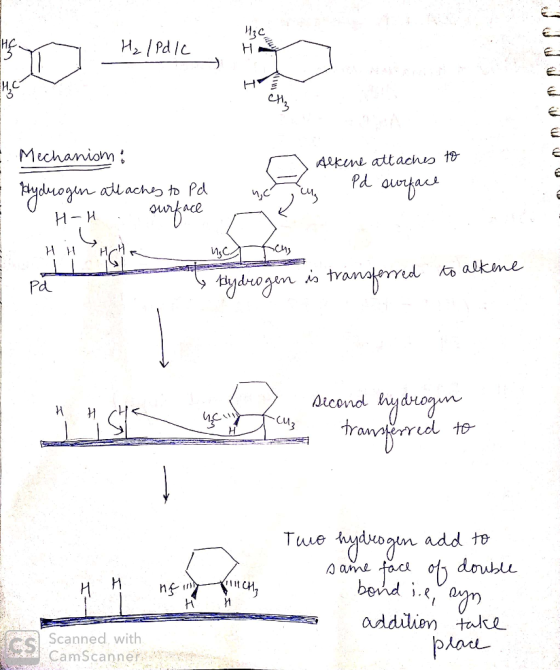 H₂/Pdlc I L I E Mechanism: Hydrogen attaches to Pd Glkene attaches to neun Pd surface H H . surface HH исли to alkene & Hydro