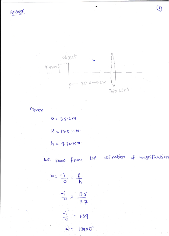 Anawes C) obycct Thin ken 135 mm 9, 70 mm we. the aefination fmaghification 13 S